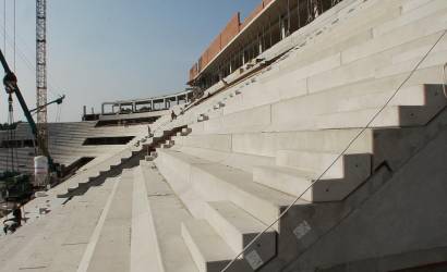 Előregyártott beton elemek BarChip 48 szintetikus szálerősítéssel, Nagyerdei Stadion, Debrecen
